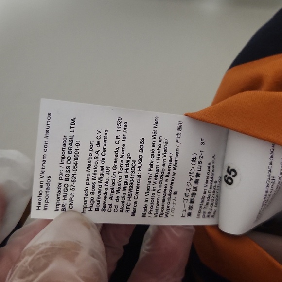 HUGO BOSS XL.Color Block Men's Shirt - Navy, Orange, and Brown - Picture 6 of 13